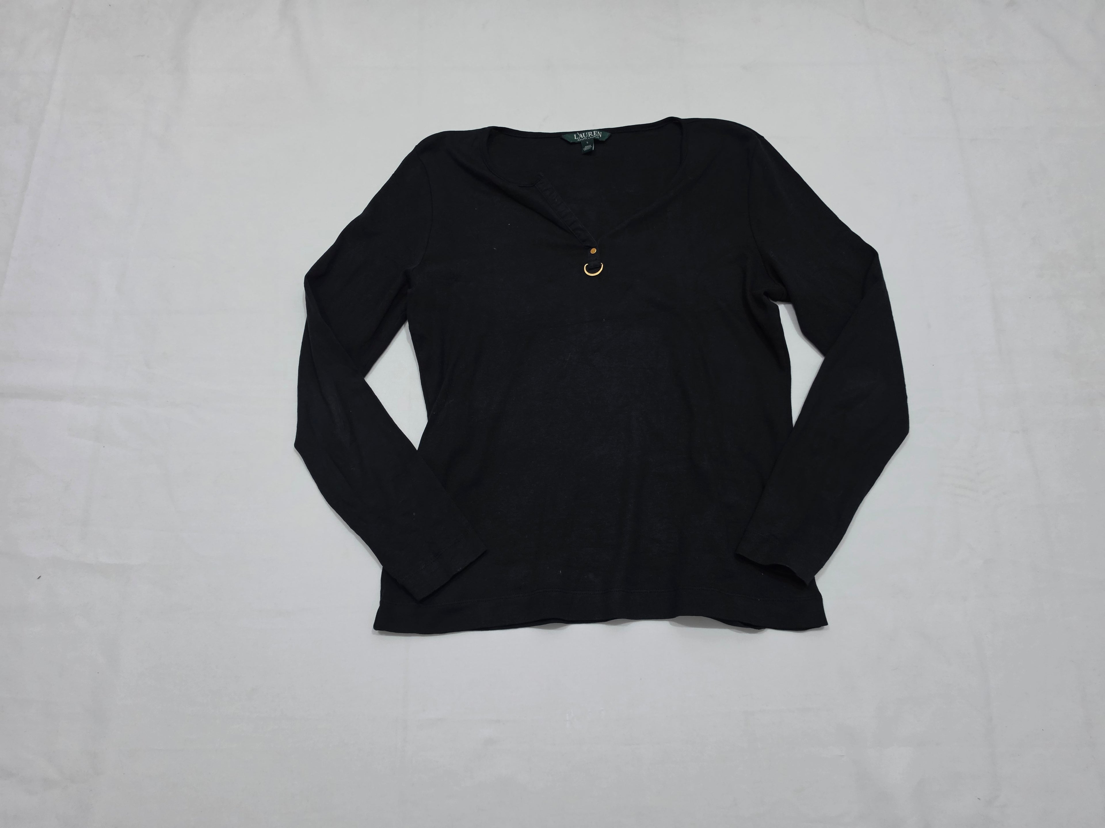 Playera Ralph Lauren Negro Con Dorado Manga Larga Grande