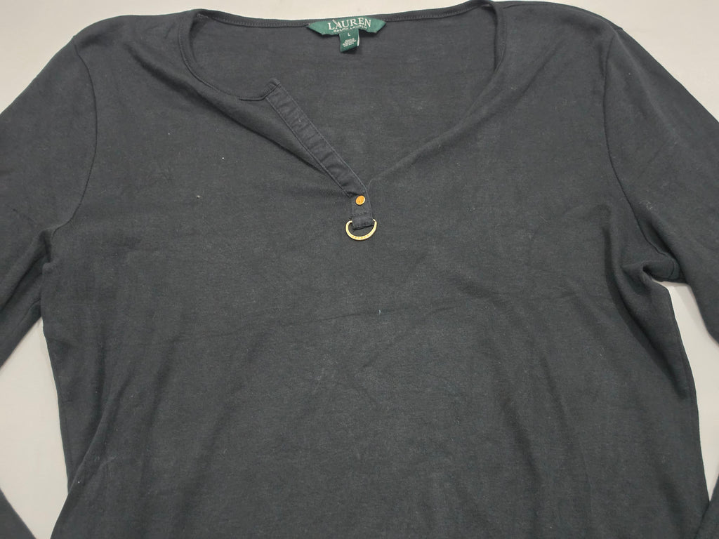 Playera Ralph Lauren Negro Con Dorado Manga Larga Grande
