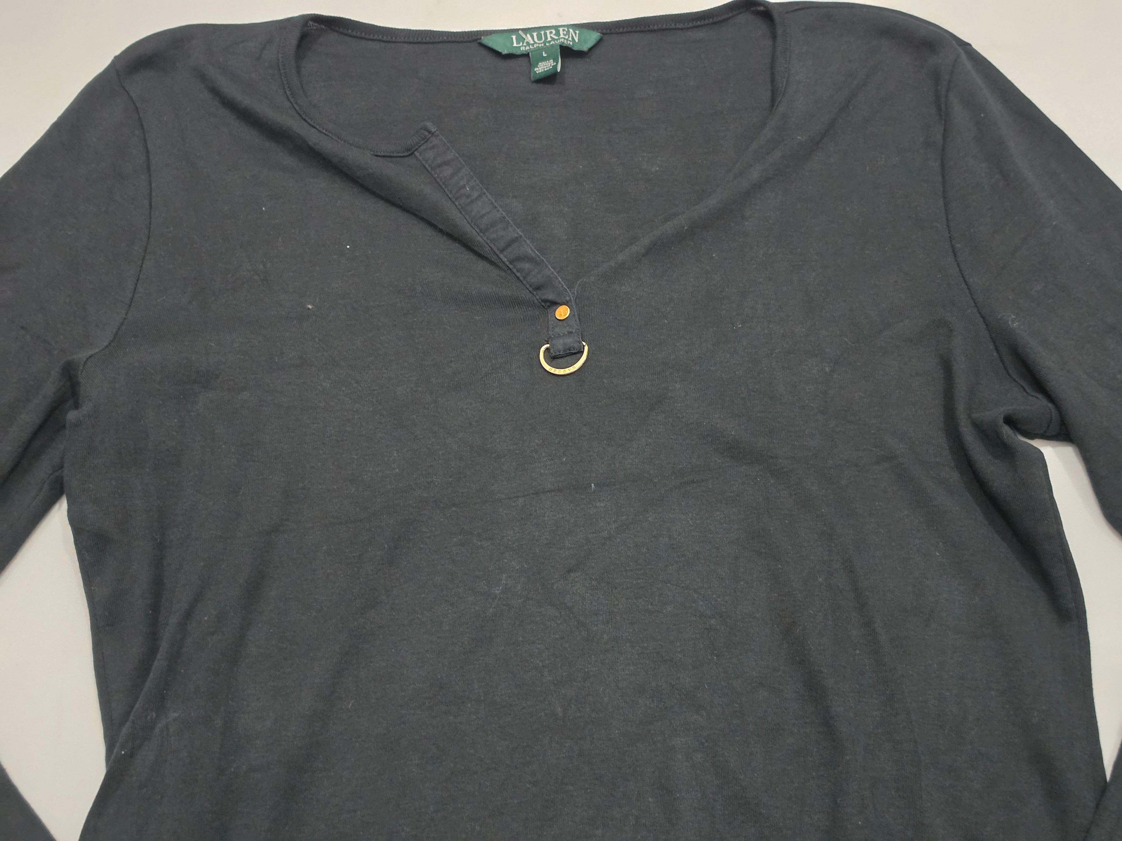Playera Ralph Lauren Negro Con Dorado Manga Larga Grande