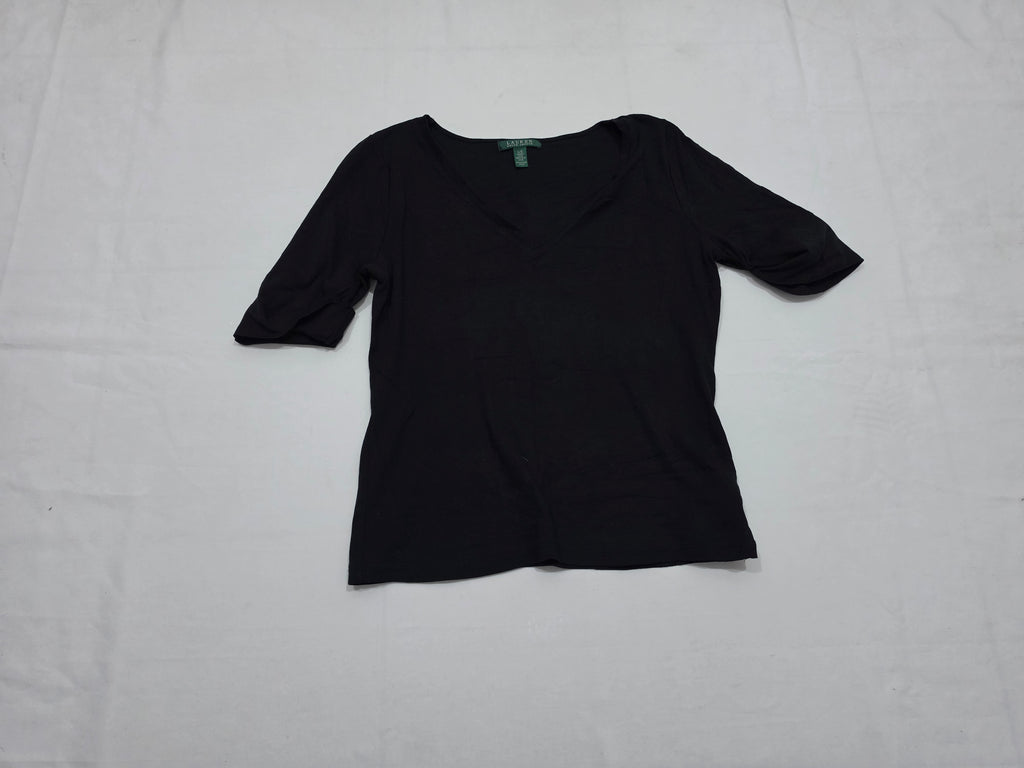 Playera Basica Ralph Lauren grande mujer Manga Corta Cuello V
