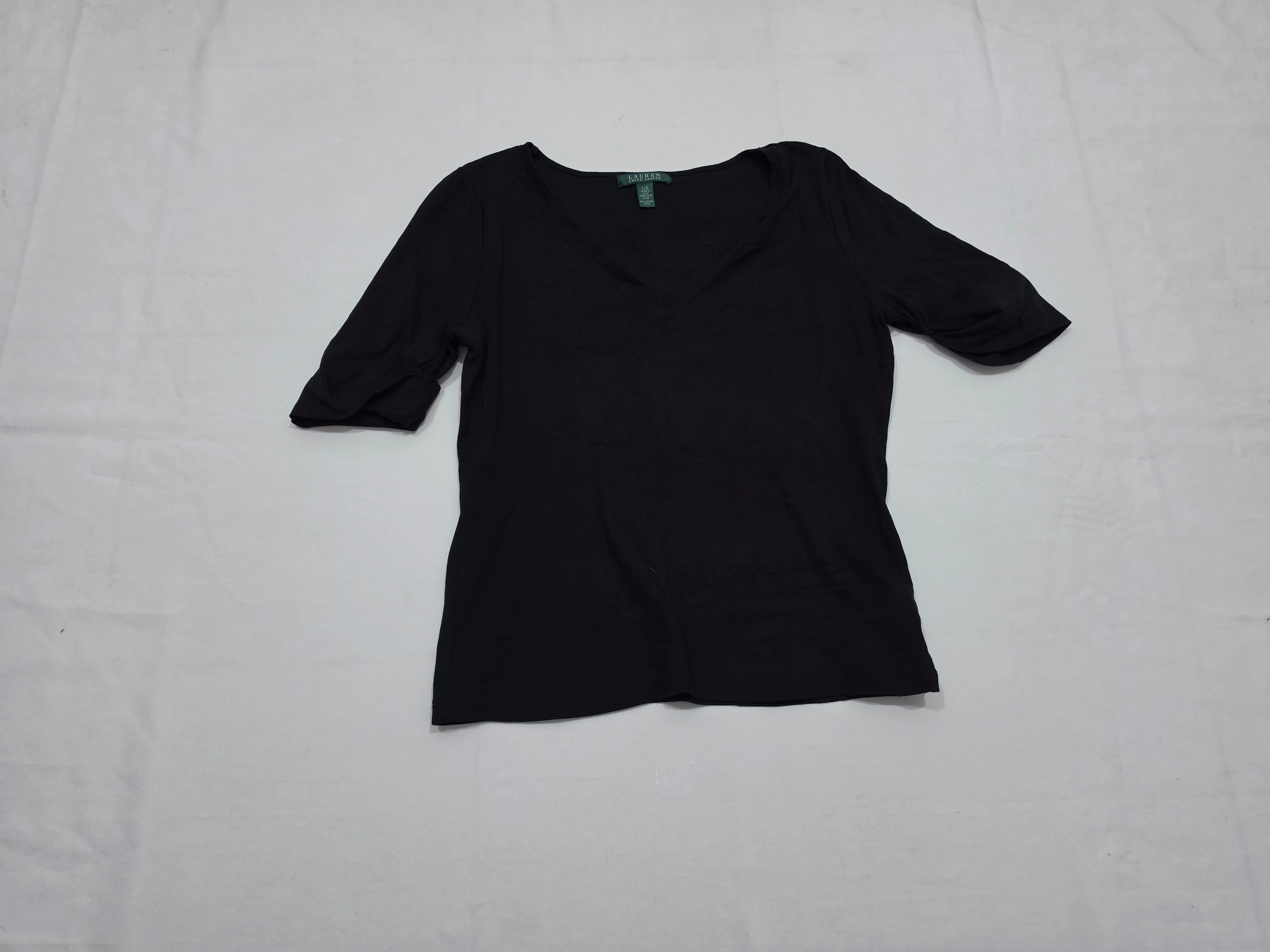 Playera Basica Ralph Lauren grande mujer Manga Corta Cuello V