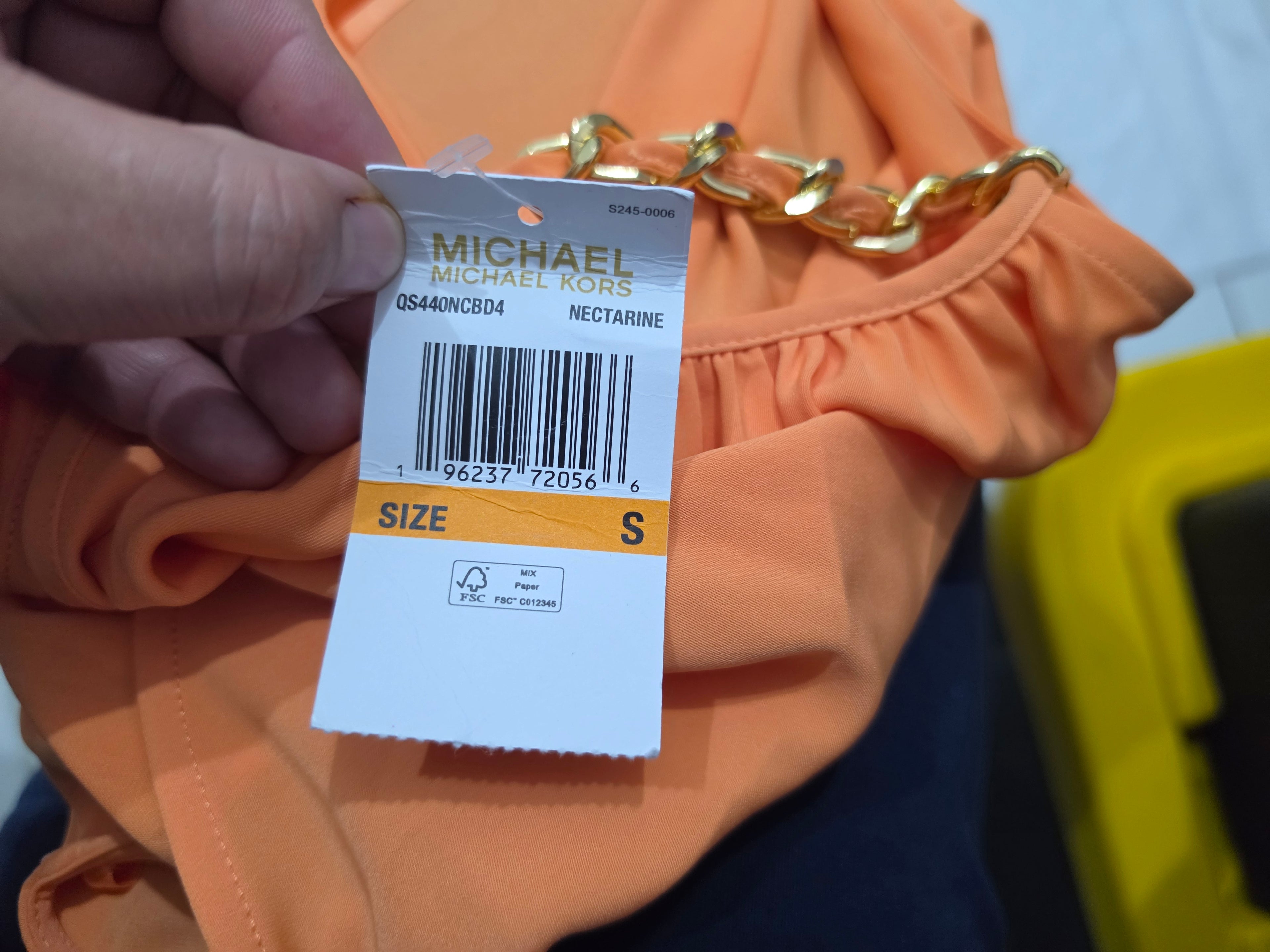 Blusa Michael Kors Color Naranja Sin Mangas Amplia