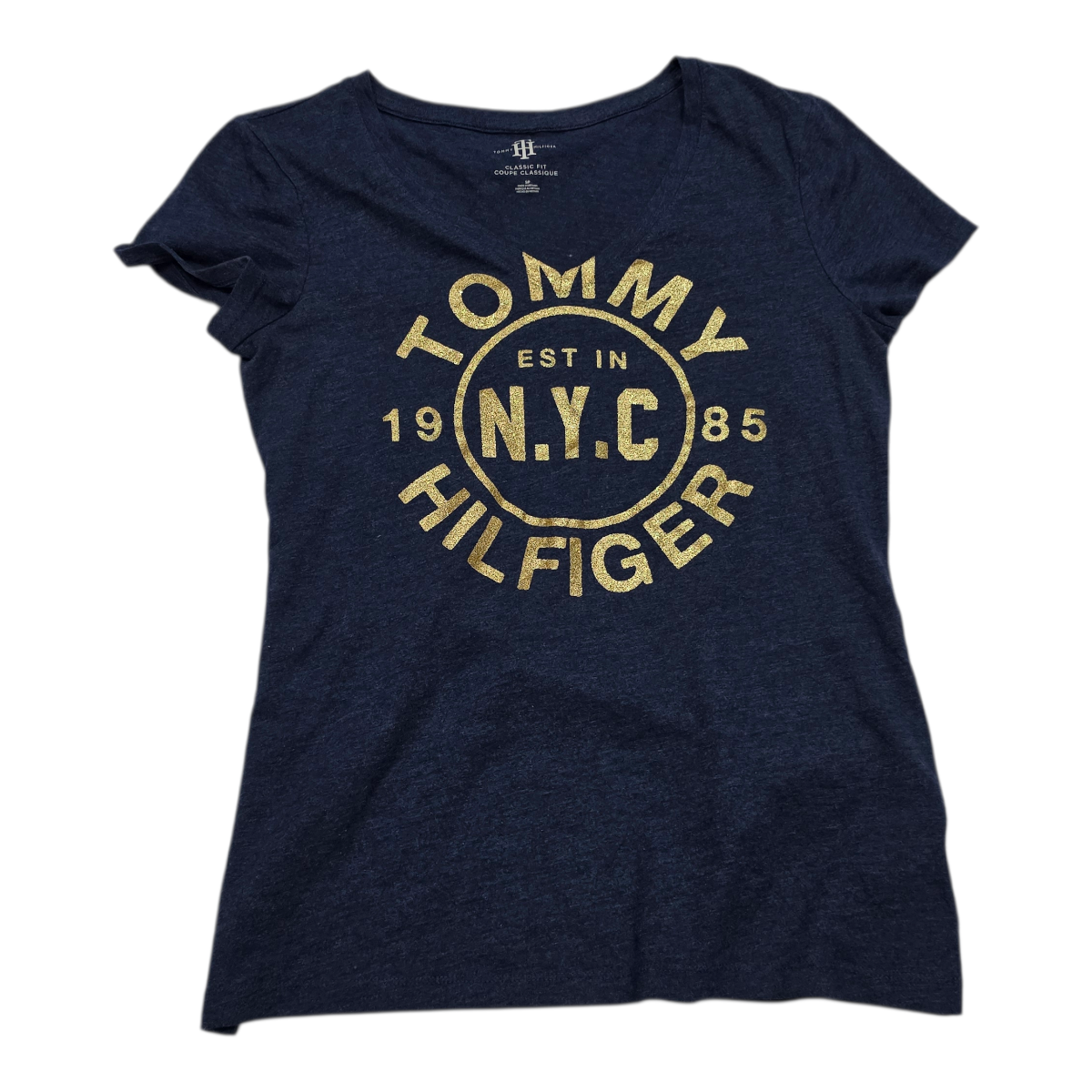 Playera Tommy Hilfiger Mujer Manga Corta Azul Marino Dorado