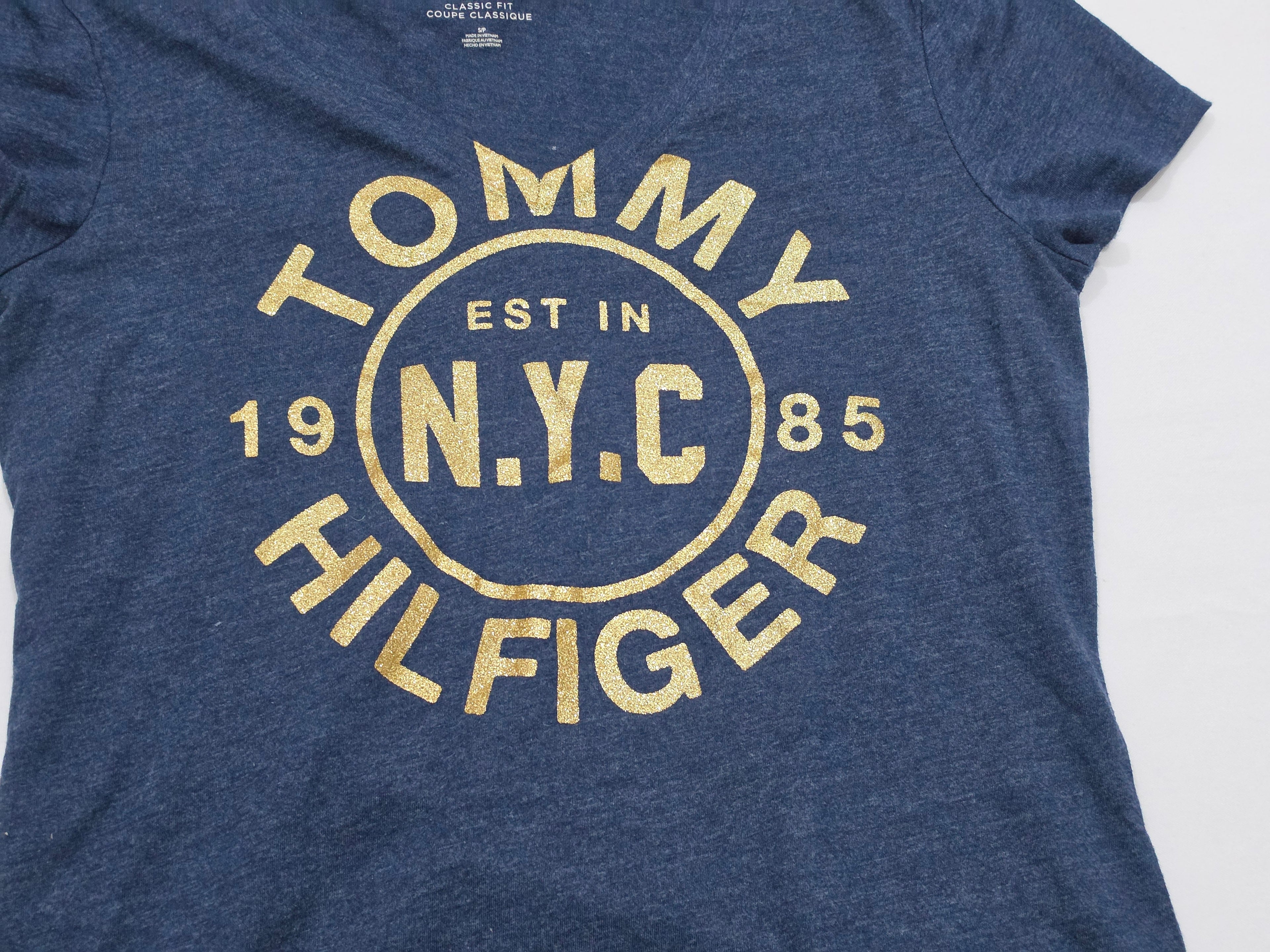 Playera Tommy Hilfiger Mujer Manga Corta Azul Marino Dorado