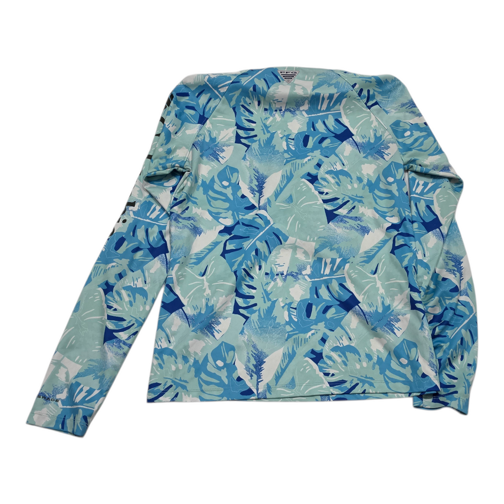 Playera Columbia Pfg Azul Con Plantas De Mujer Talla Chica