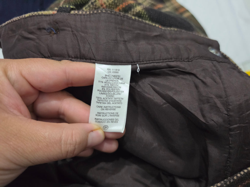 Pantalon De Lana Michael Kors Mujer Cuadriculado cafe talla 14