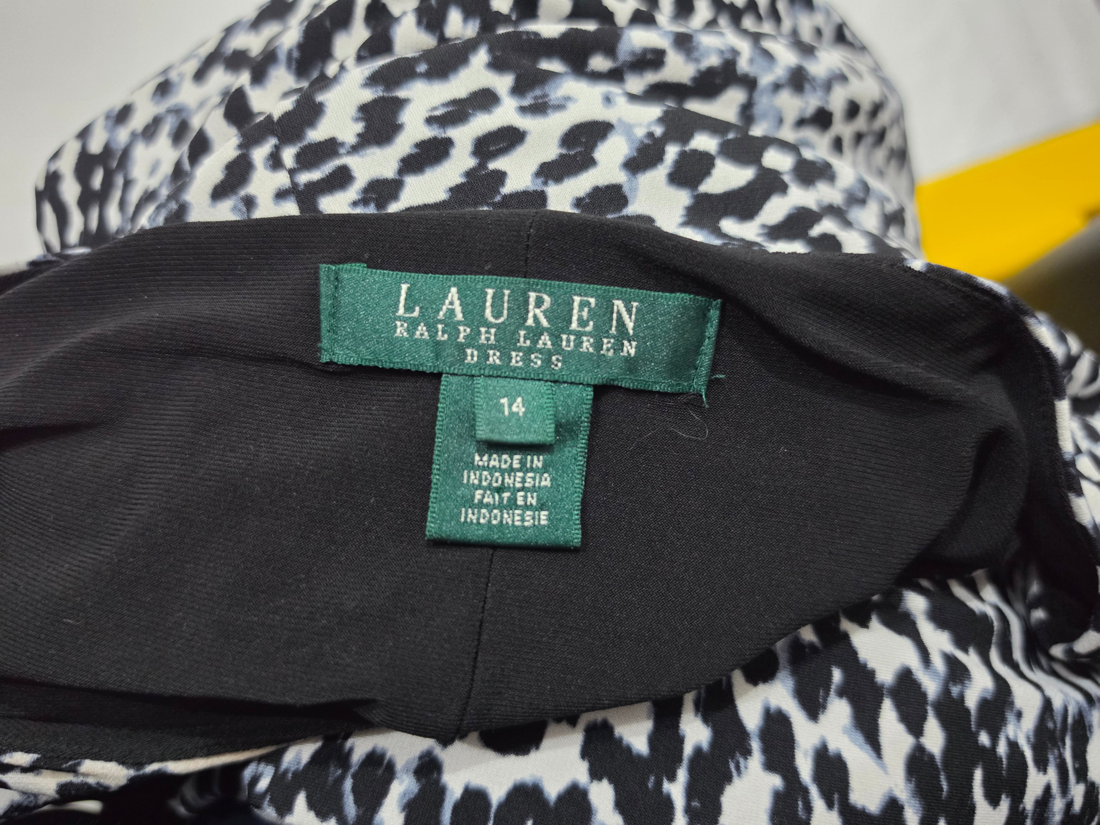 Vestido Ralph Lauren Mujer Talla 14 Negroblanco Manga 3/4