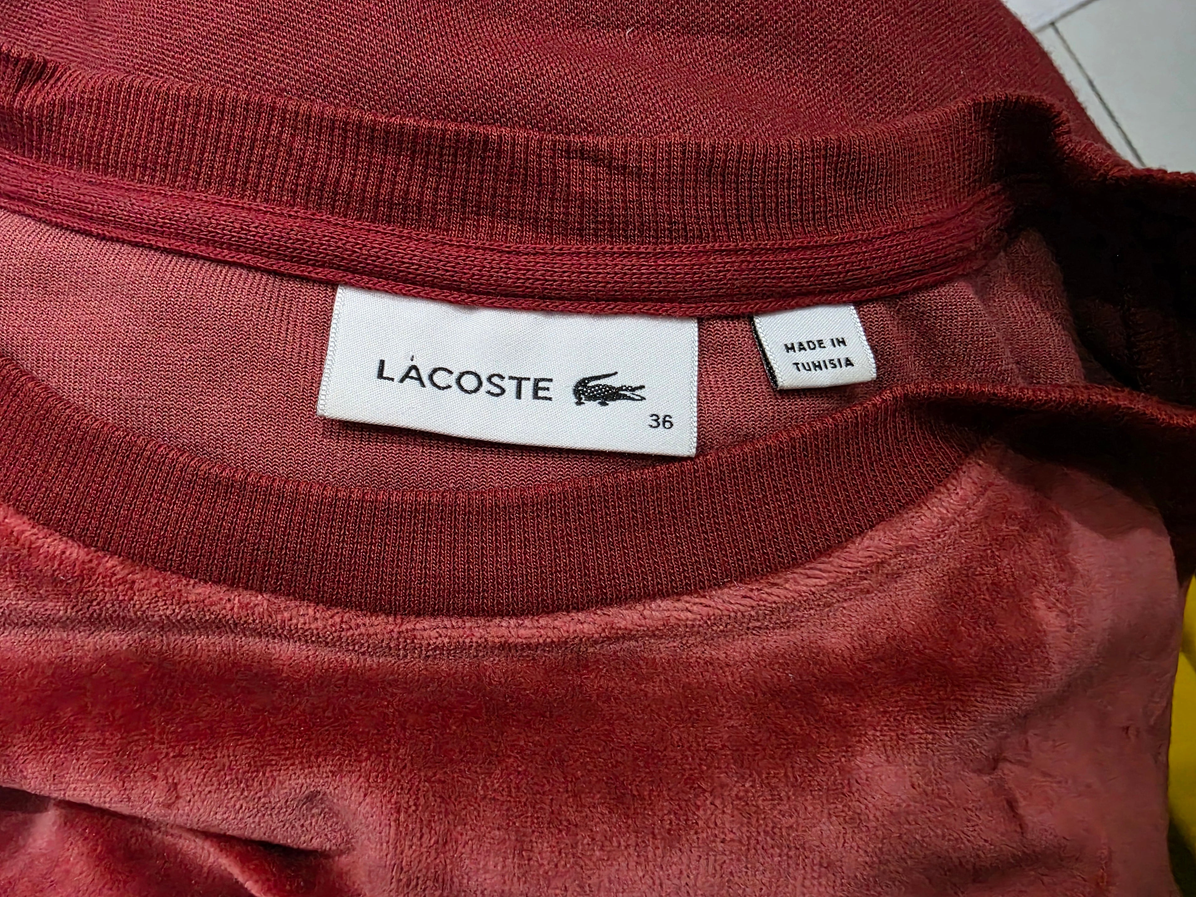 Sudadera Lacoste De Terciopelo Rojo De Mujer Talla 36