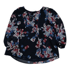 Blusa Tommy Hilfiger Azul Con Flores Extra Grande De Shifon