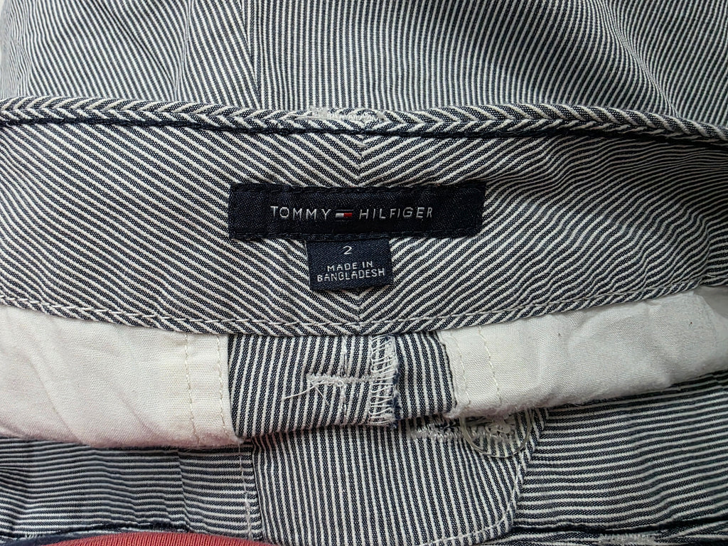 Bermuda Tommy Hilfiger De Mujer Talla 2 Rayas Azul/blanco