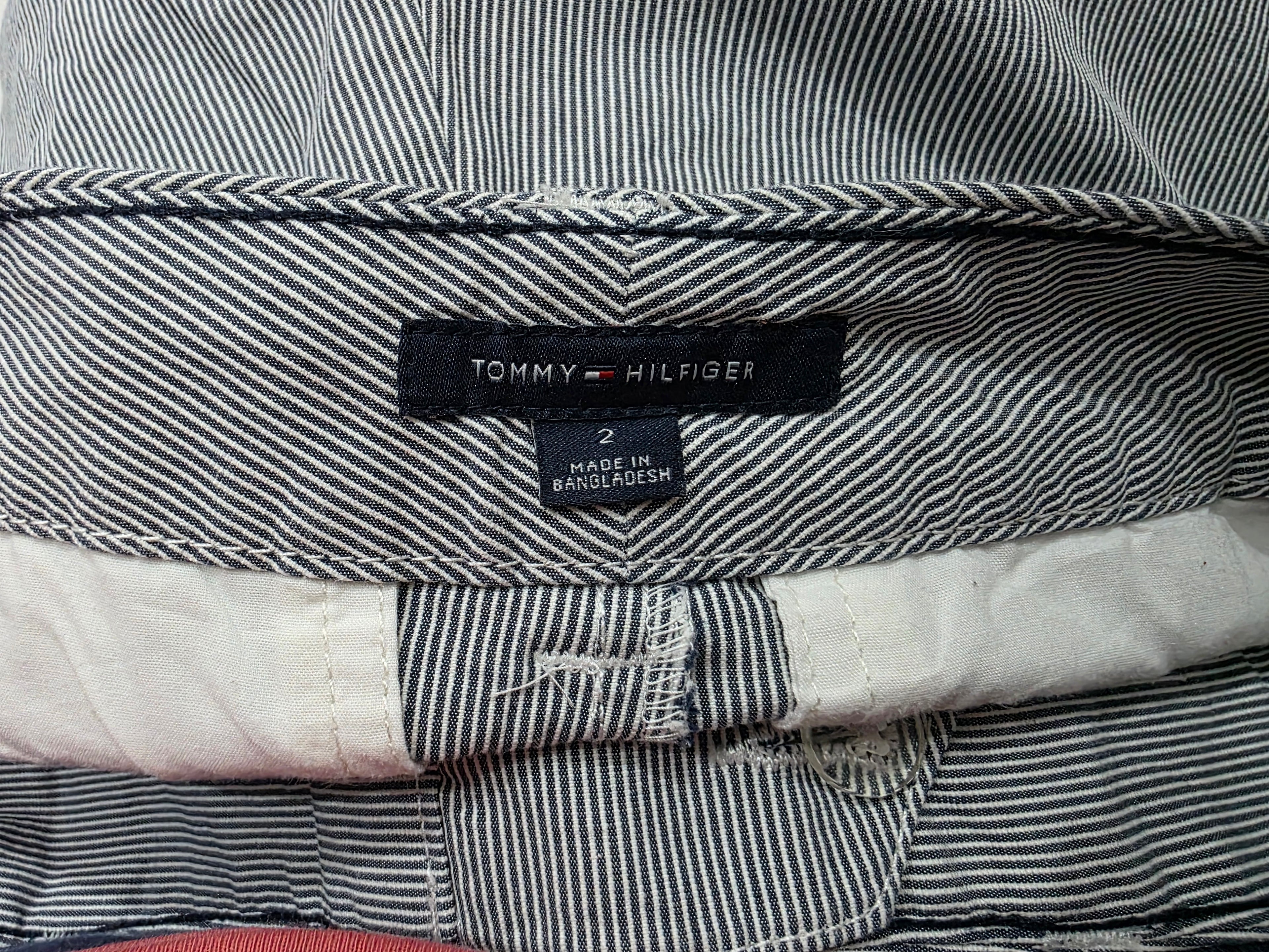 Bermuda Tommy Hilfiger De Mujer Talla 2 Rayas Azul/blanco