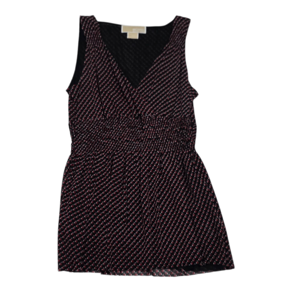 Blusa Michael Kors Xchica Sin Mangas Geométrica Rojo/negro