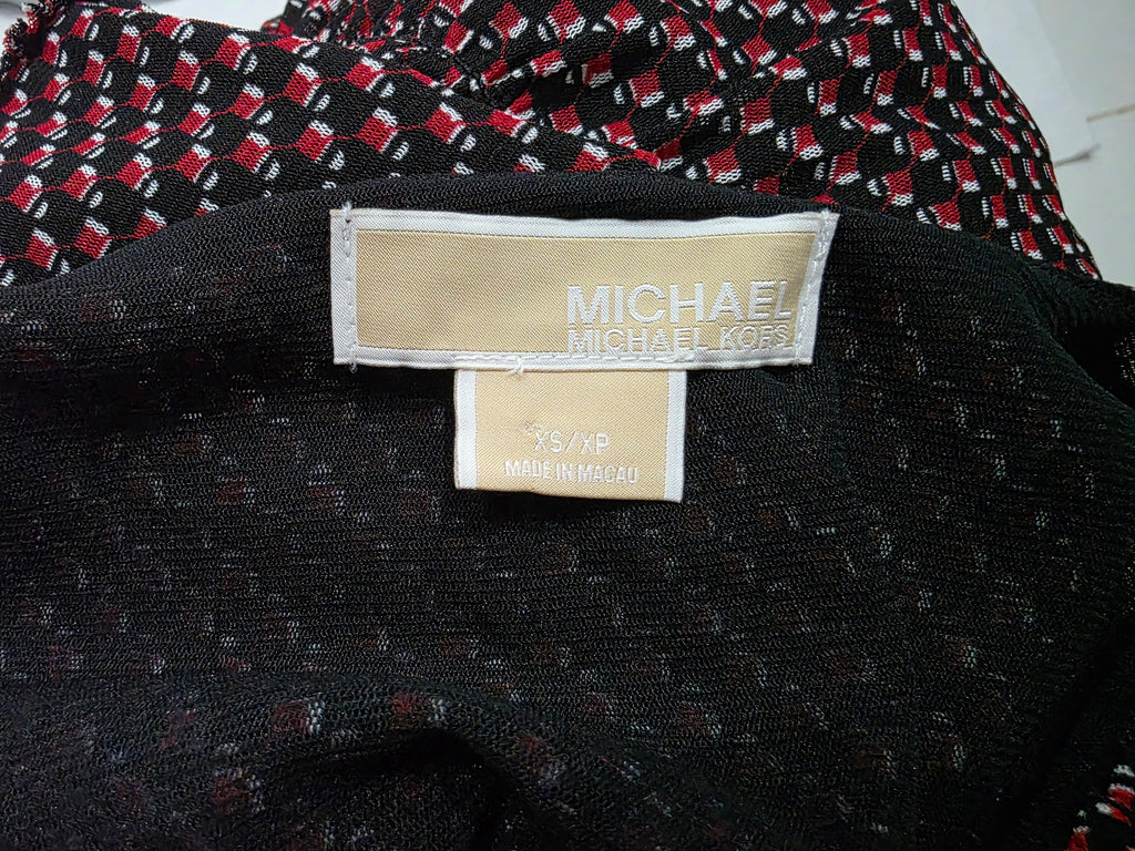 Blusa Michael Kors Xchica Sin Mangas Geométrica Rojo/negro