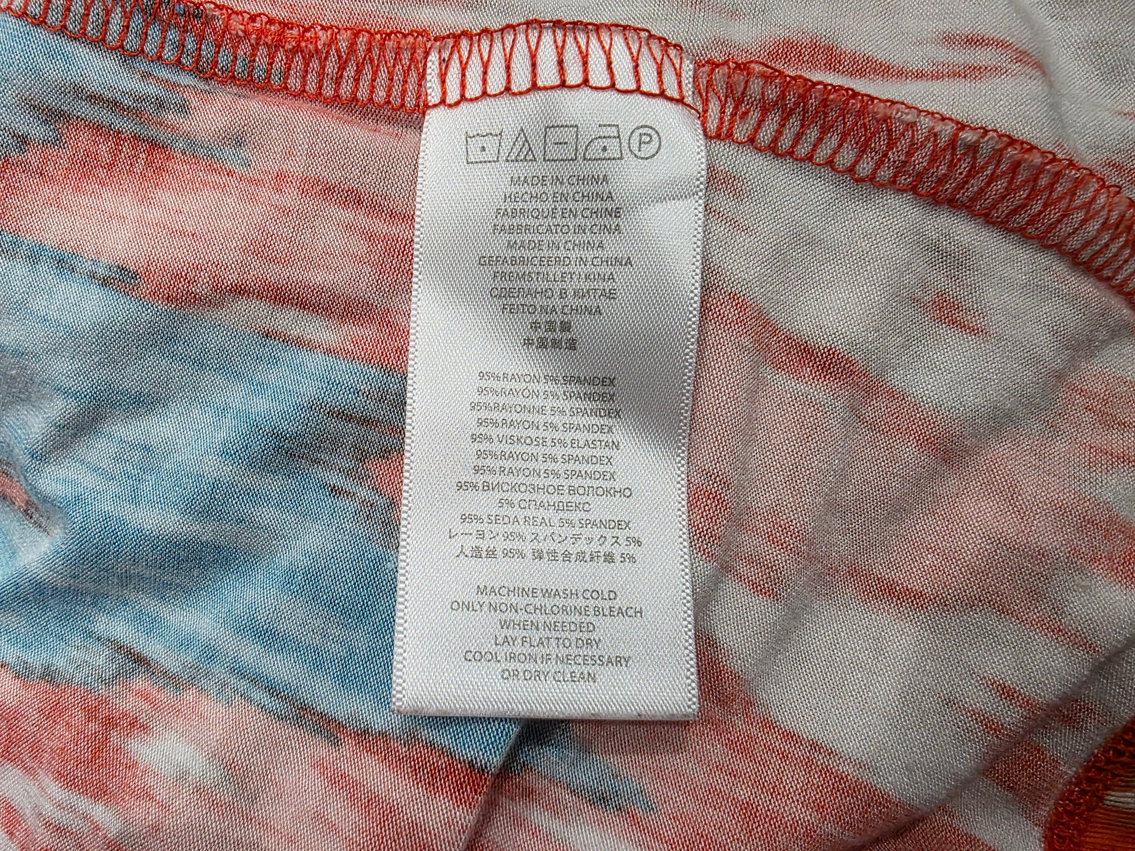 Blusa Michael Kors Cuello Cascada Estampado Naranja Azul