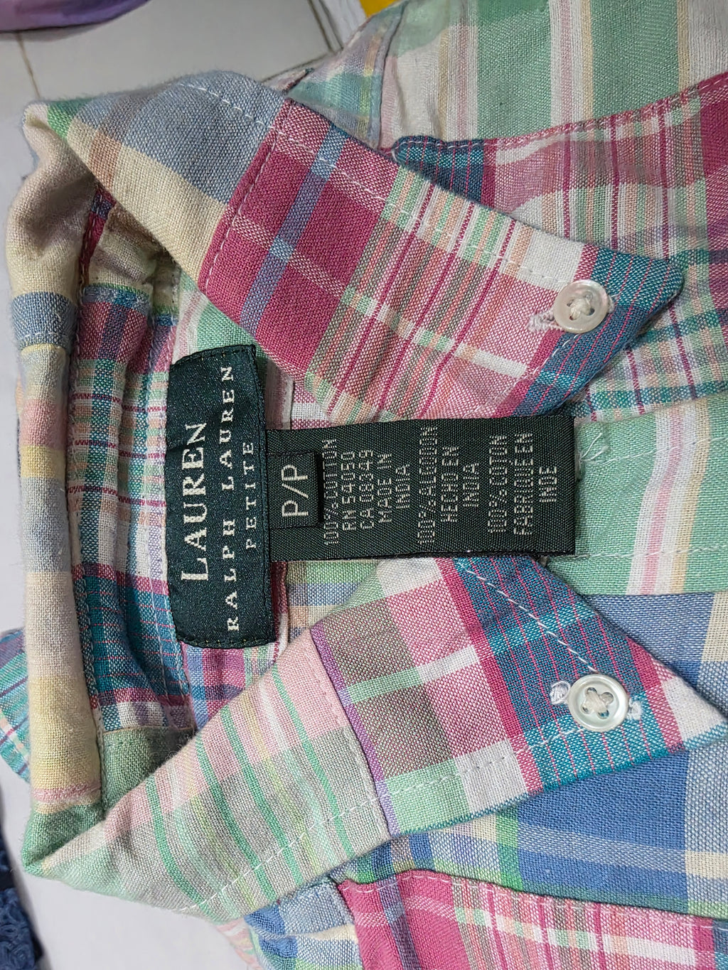 Camisa Multicolor Ralph Lauren Petite Manga Larga De Mujer
