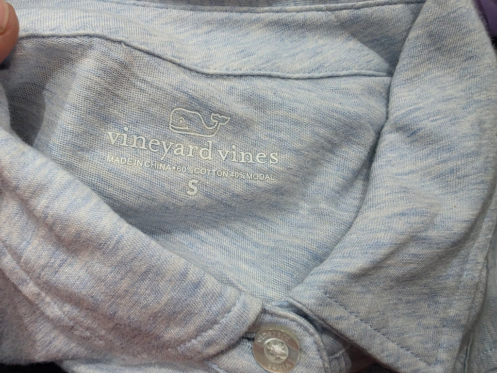 Blusa Vineyard Vines Medio Boton Azul Claro Mujer Tchica