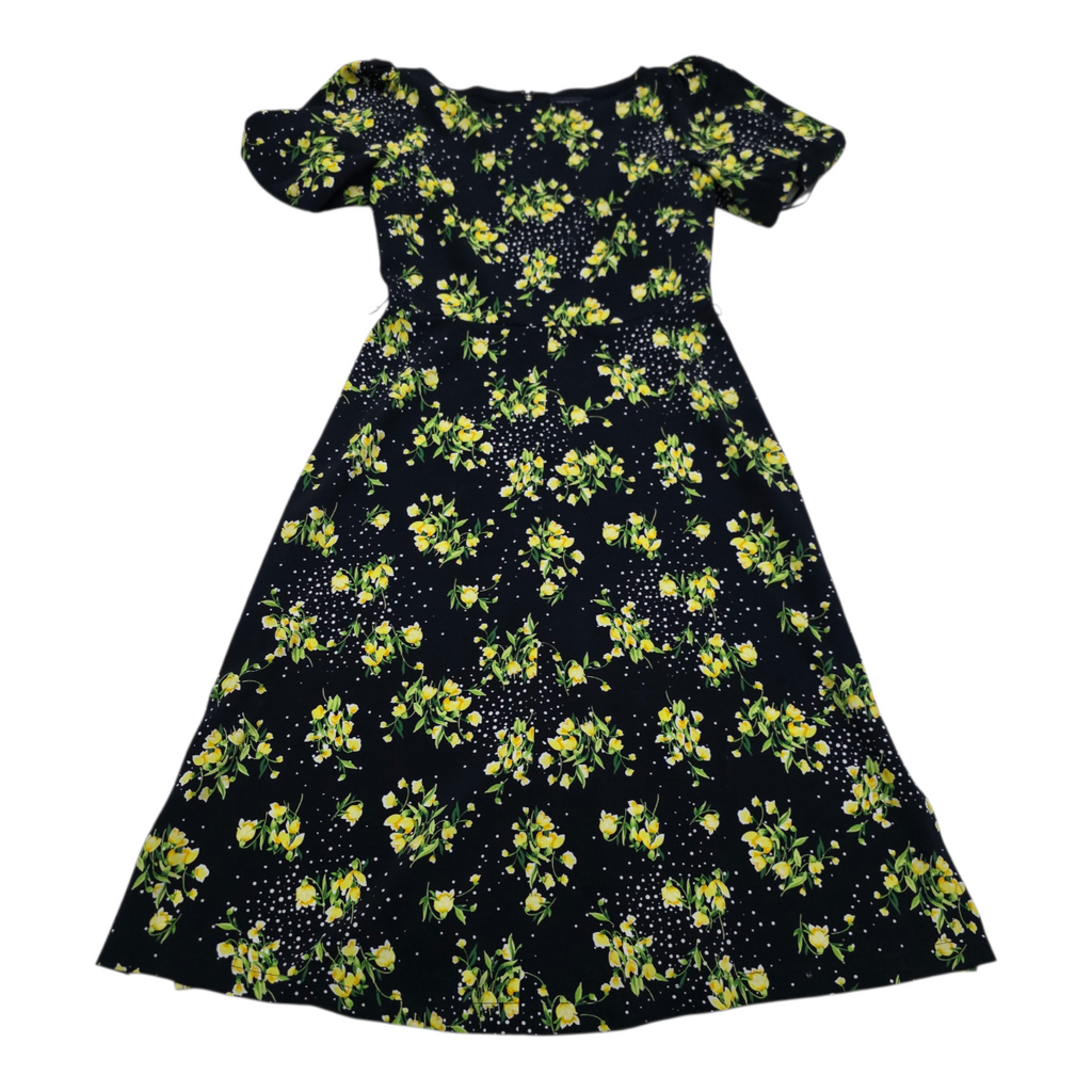 Vestido Tommy Hilfiger Mujer Ta 8 Manga Corta Azul Flores Am