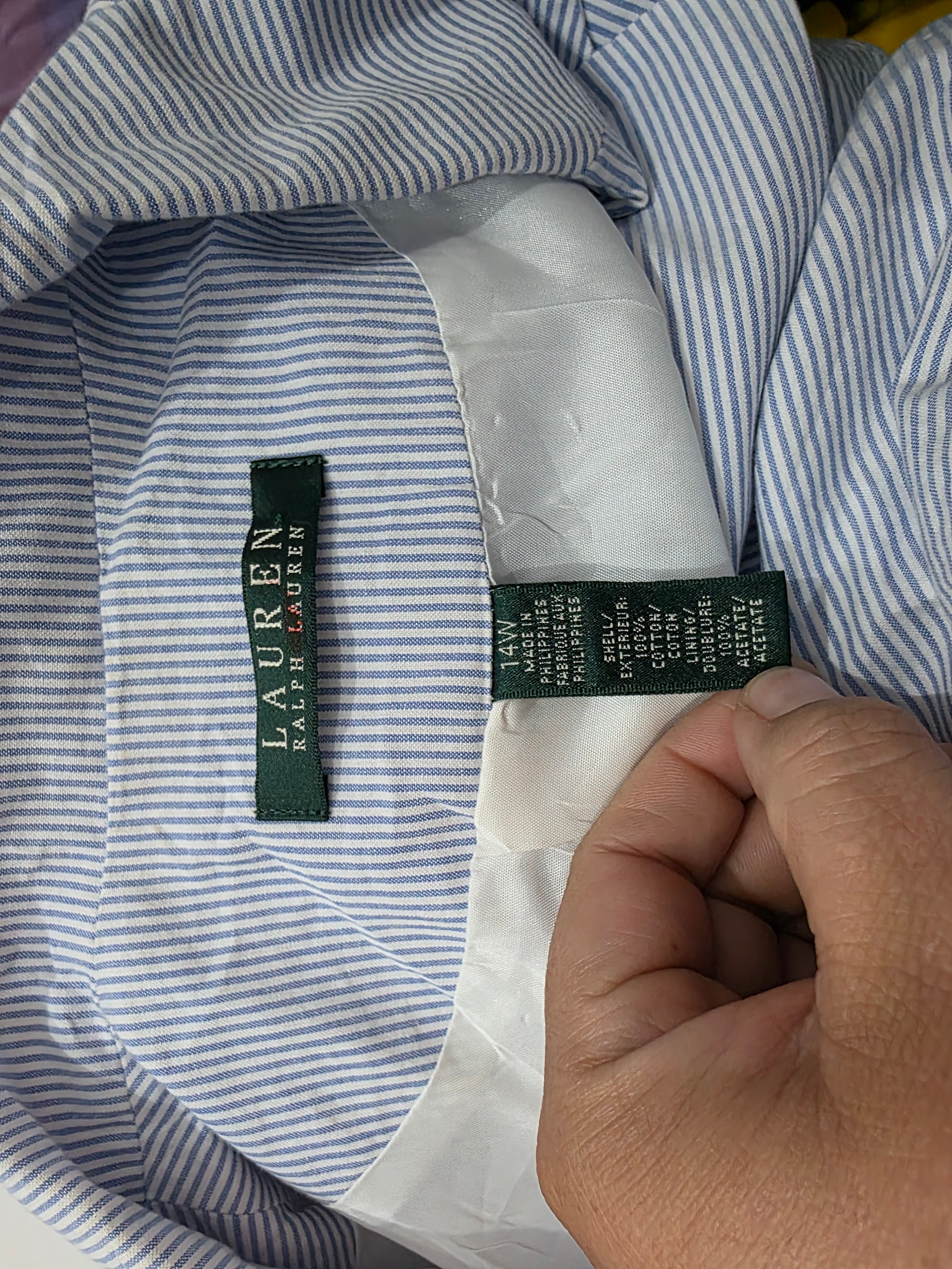 Blazer Ralph Lauren De Mujer Talla 14 Azul Con Lineas