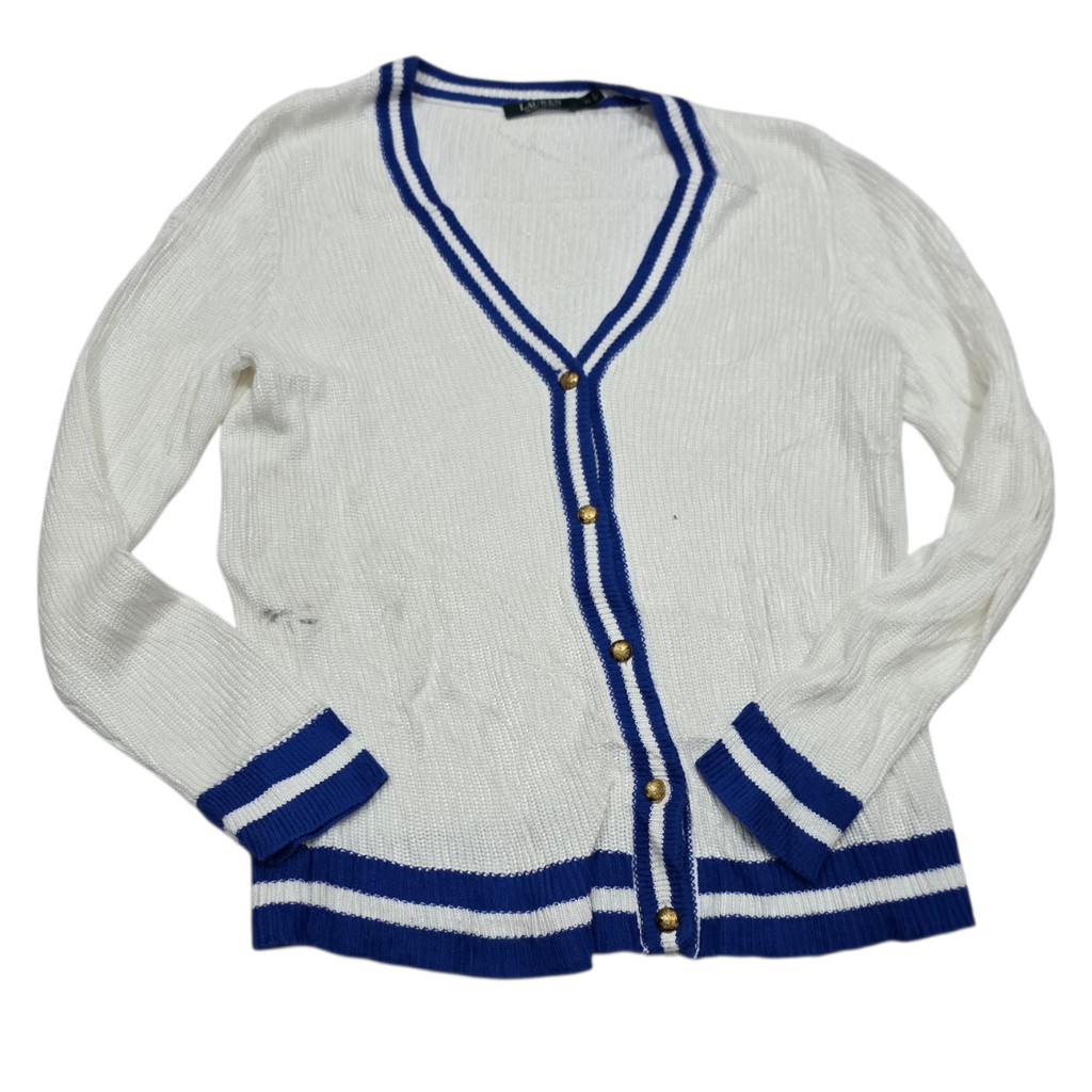Sueter Ralph Lauren Extra Grande Blanco Con Azul De Viscosa