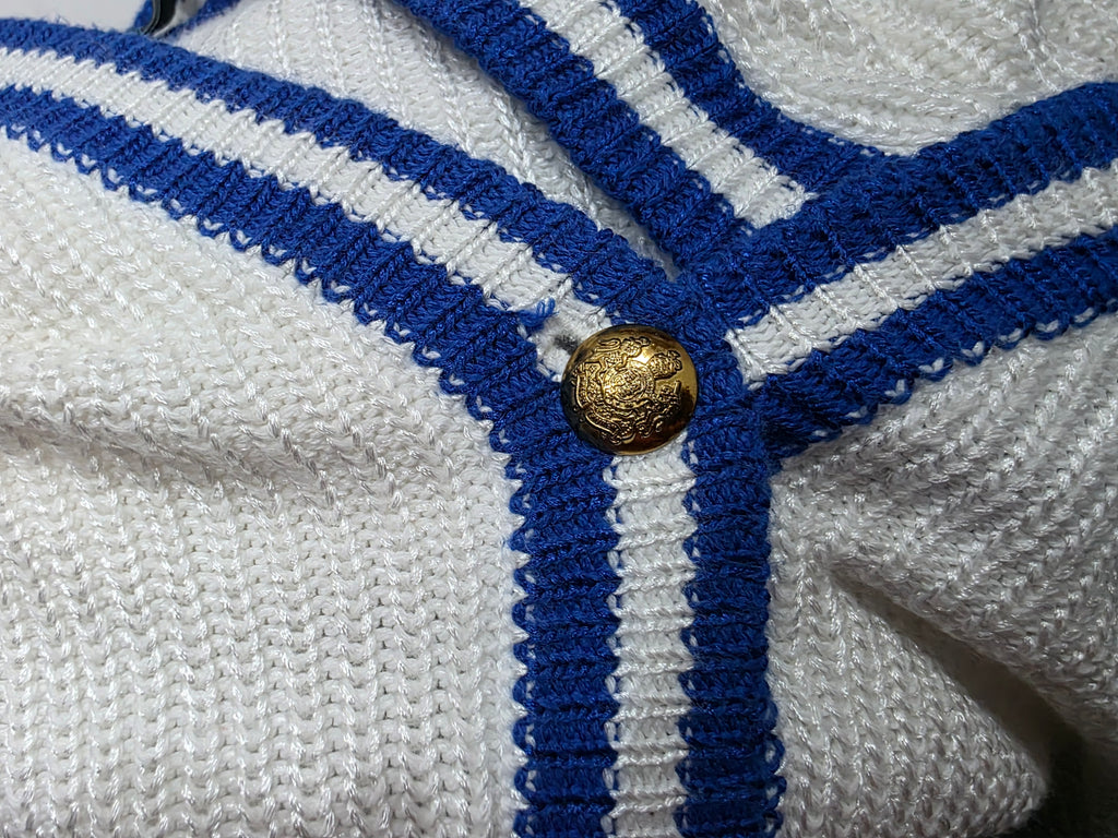 Sueter Ralph Lauren Extra Grande Blanco Con Azul De Viscosa