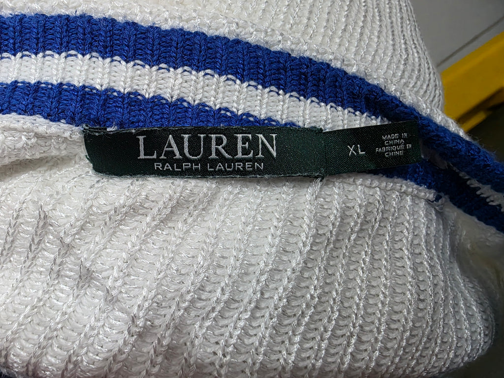 Sueter Ralph Lauren Extra Grande Blanco Con Azul De Viscosa
