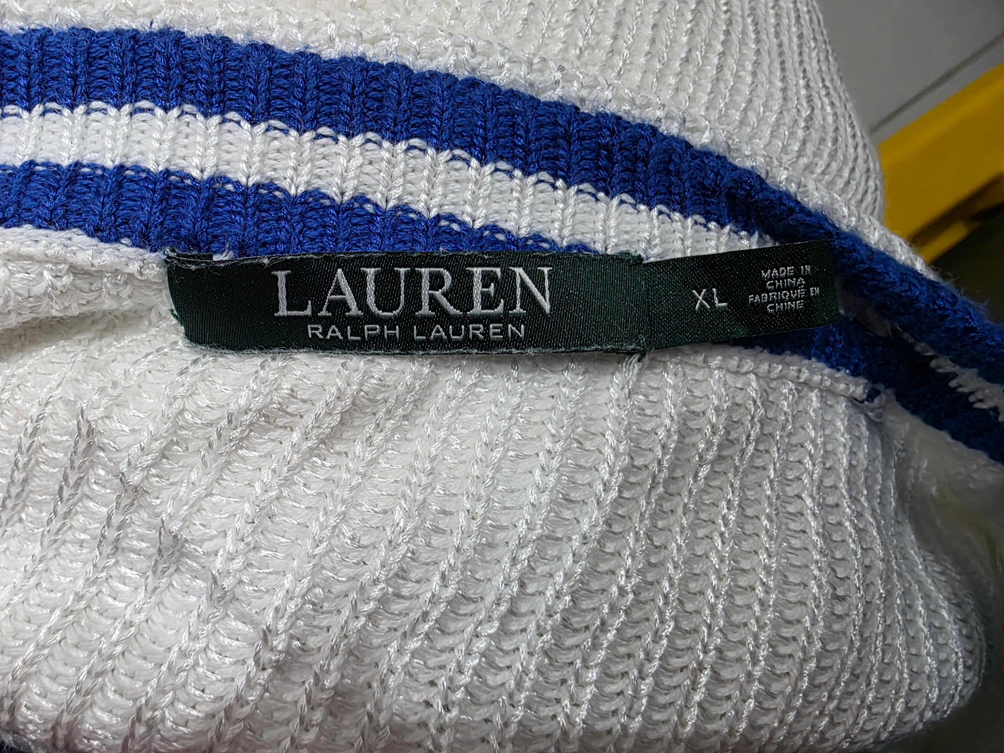 Sueter Ralph Lauren Extra Grande Blanco Con Azul De Viscosa
