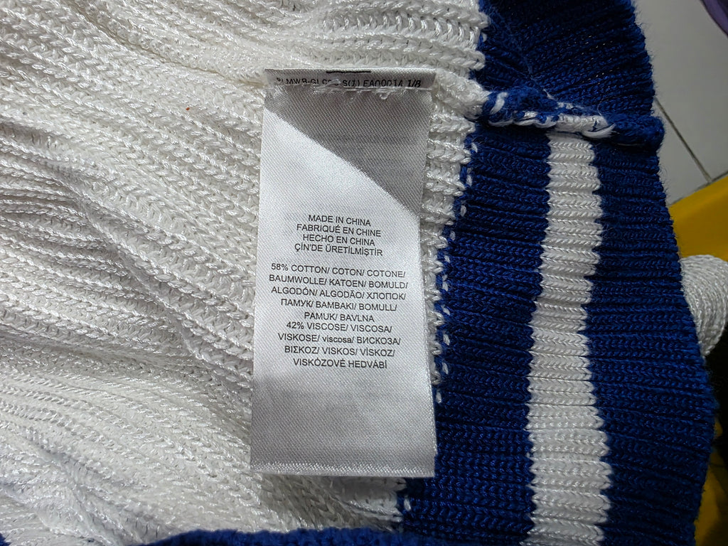 Sueter Ralph Lauren Extra Grande Blanco Con Azul De Viscosa
