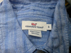 Blusa De Lino Vineyard Vines Talla 0 Azul Acero Con Lineas