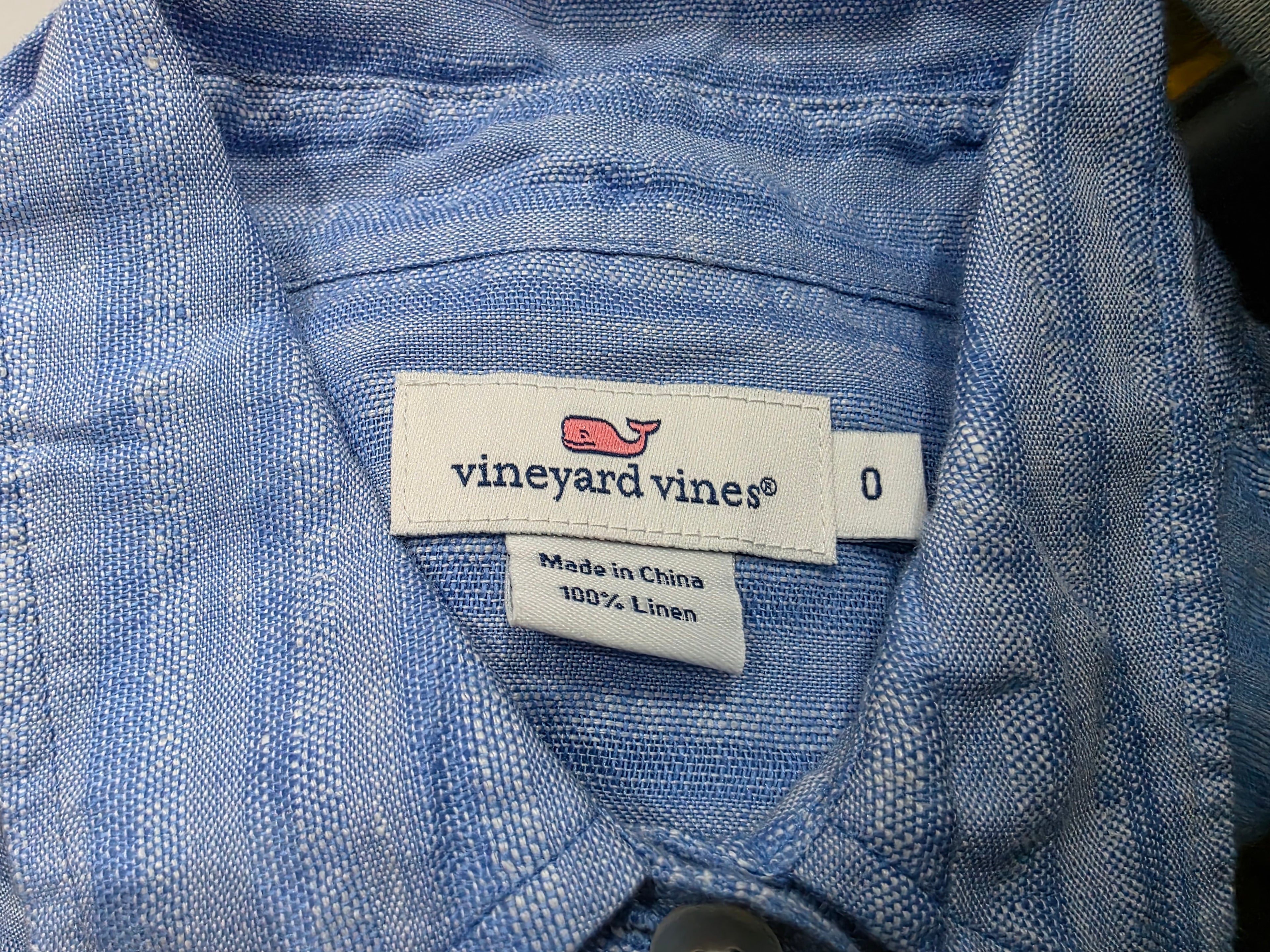 Blusa De Lino Vineyard Vines Talla 0 Azul Acero Con Lineas