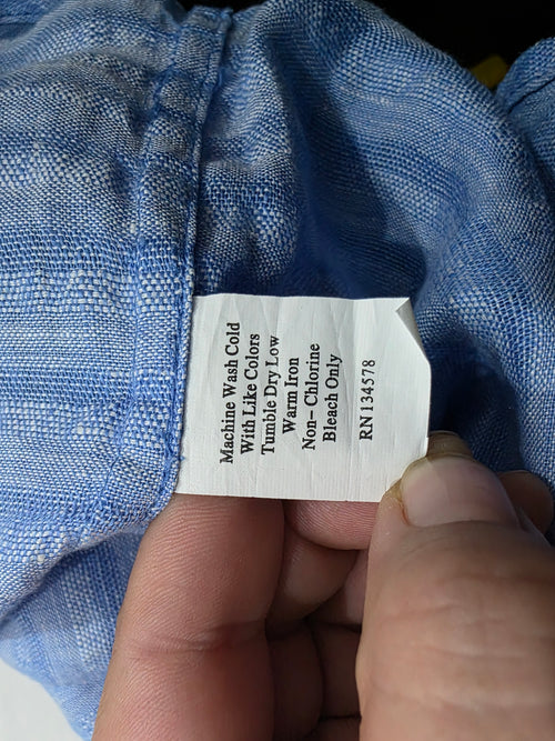 Blusa De Lino Vineyard Vines Talla 0 Azul Acero Con Lineas