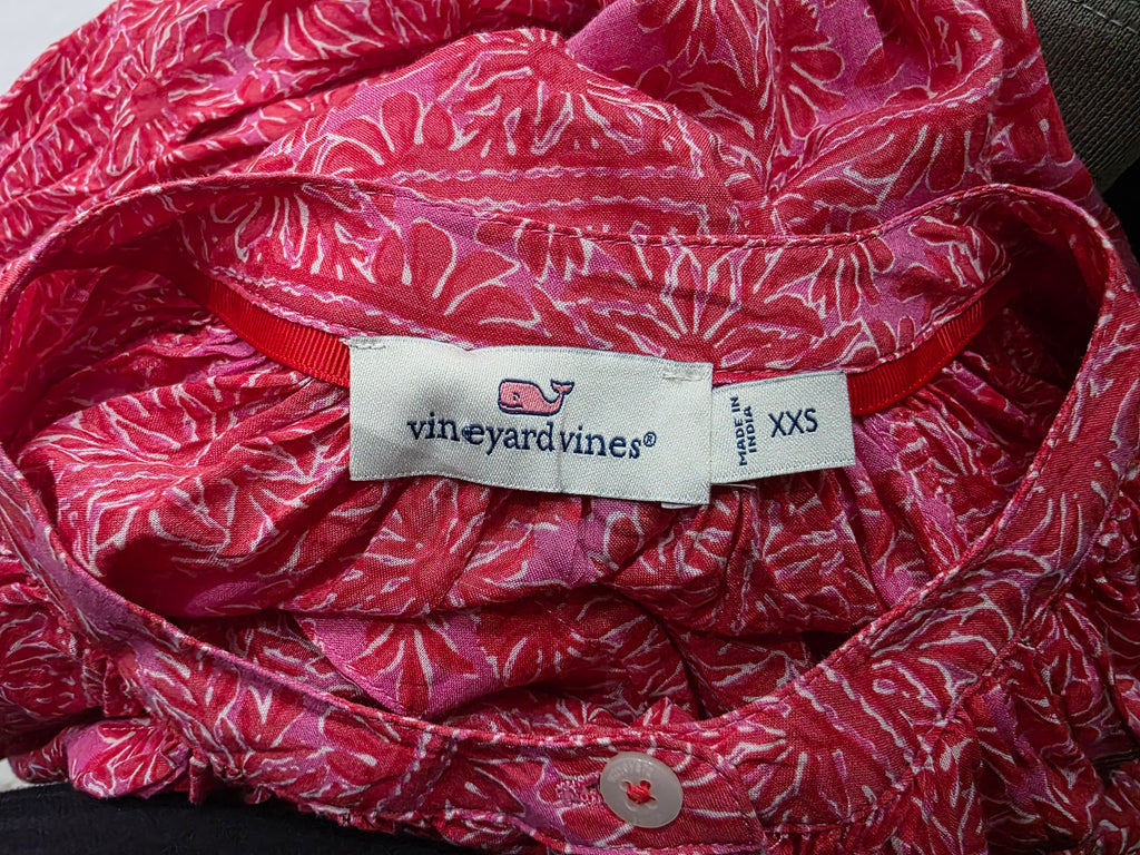 Camisa Abombada Rosa Con Flores Vineyard Vines Talla Xxs