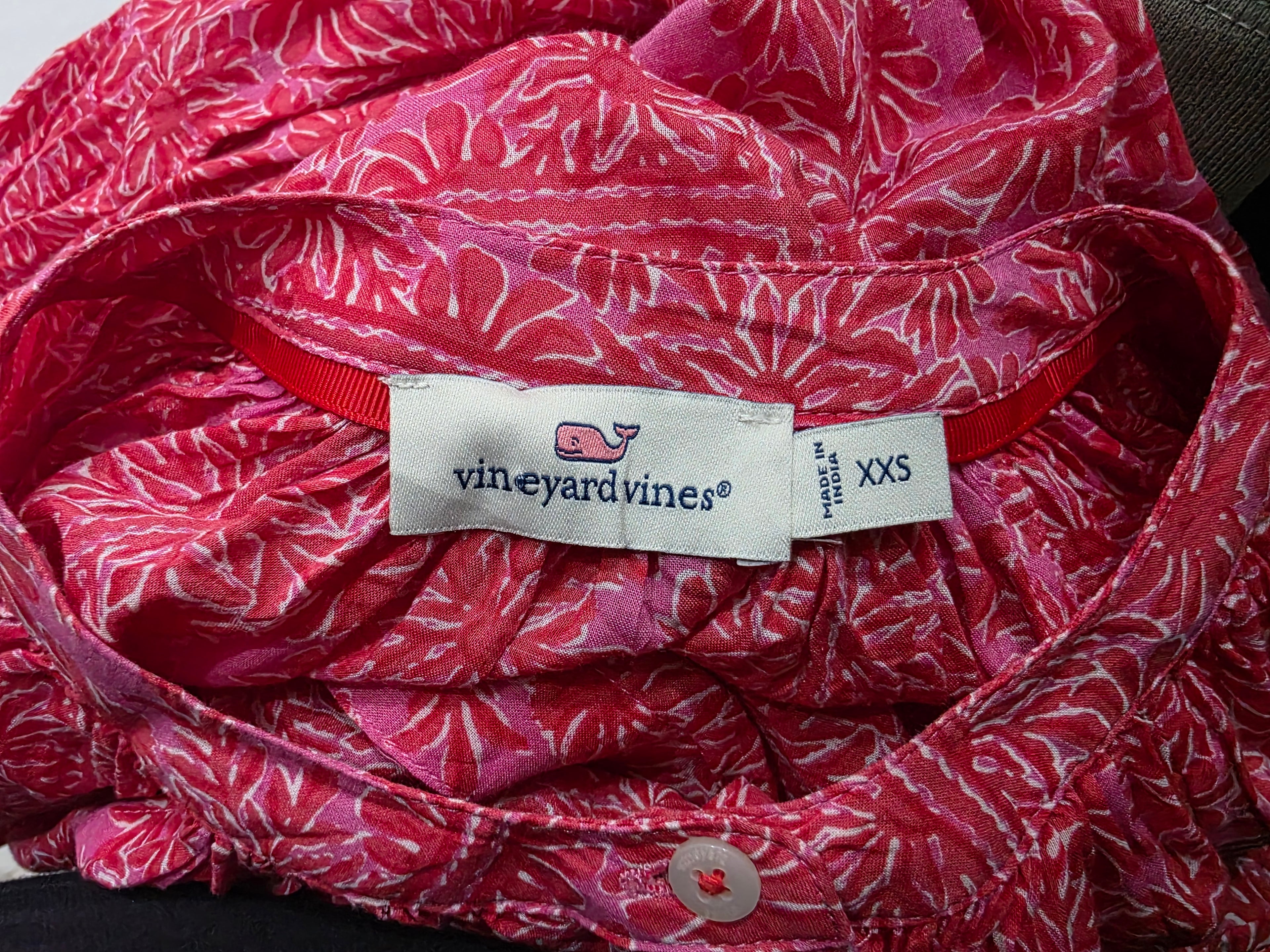 Camisa Abombada Rosa Con Flores Vineyard Vines Talla Xxs