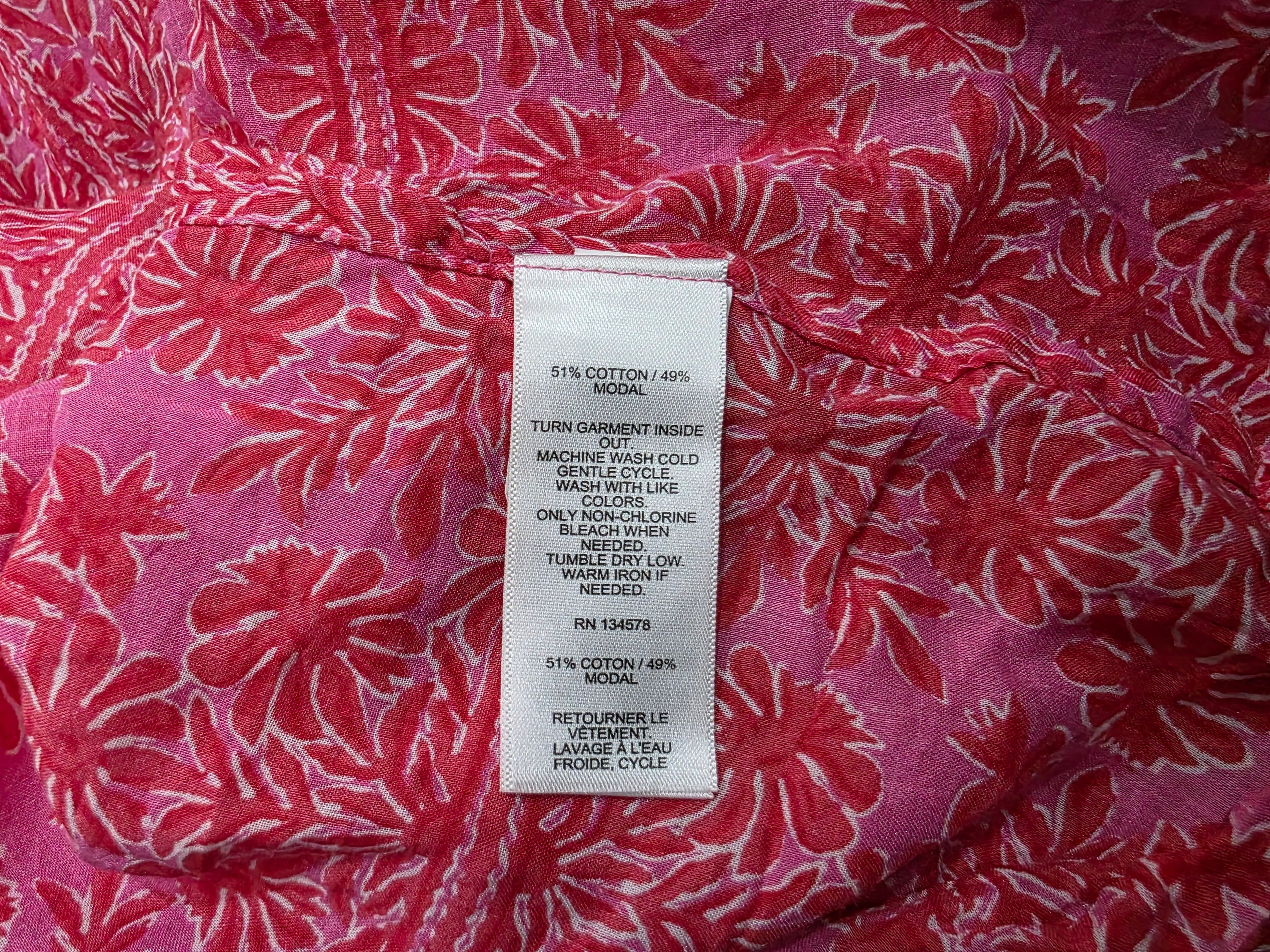 Camisa Abombada Rosa Con Flores Vineyard Vines Talla Xxs