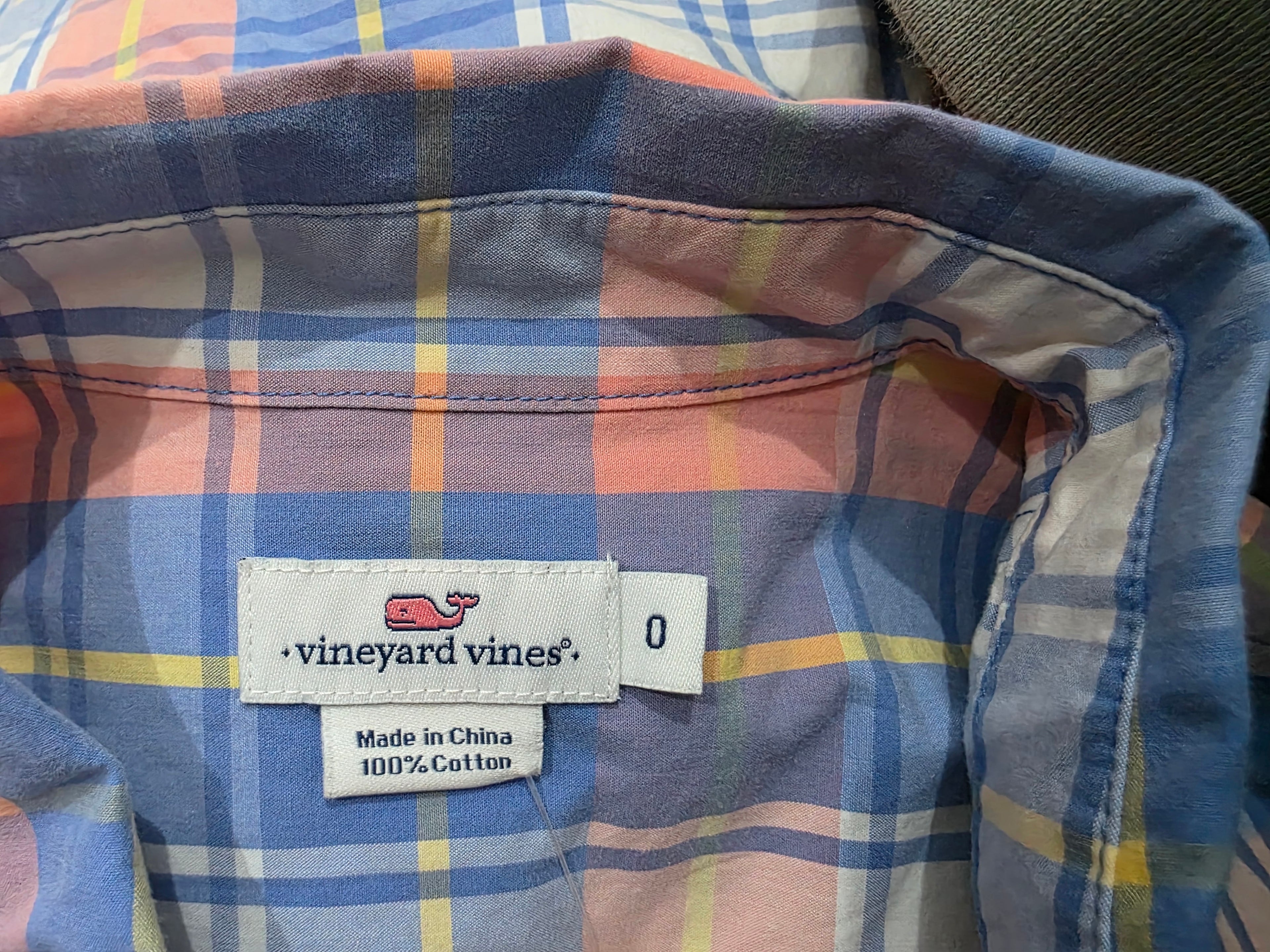 Blusa Vineyard Vines Naranja/azul A Cuadros De Mujer Talla 0