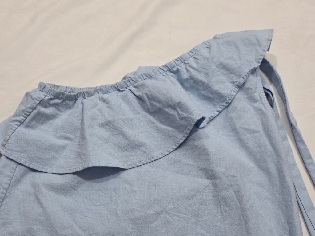 Blusa Vineyard Vines Azul Cielo Hombro Con Olan Moño Talla 0