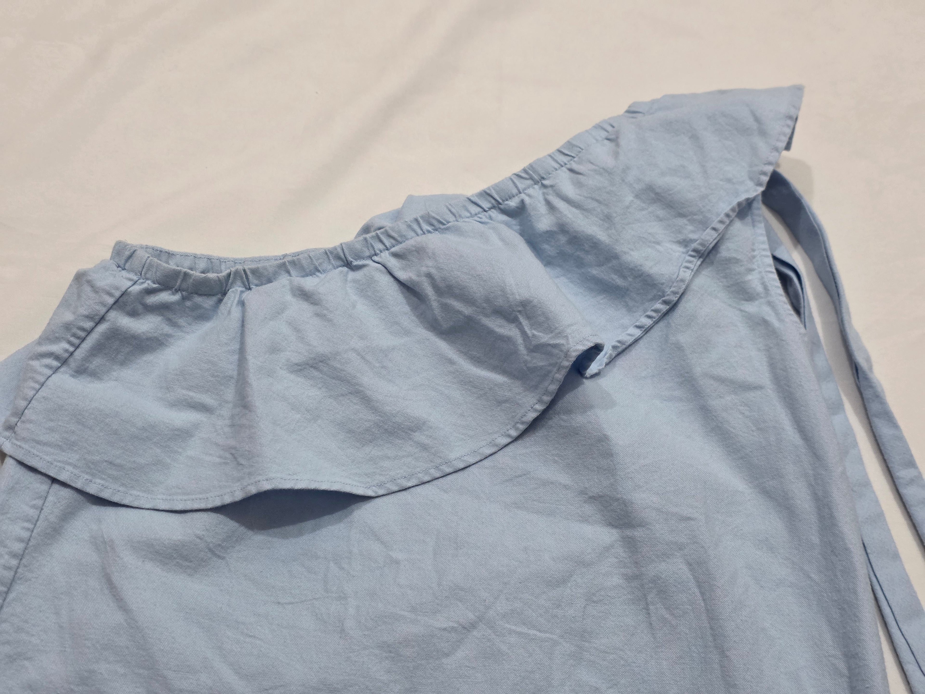 Blusa Vineyard Vines Azul Cielo Hombro Con Olan Moño Talla 0