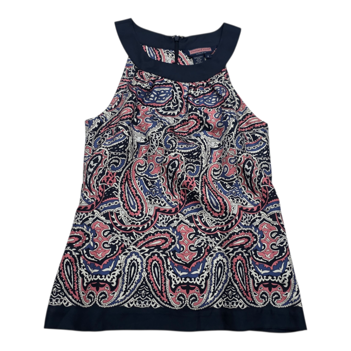 Blusa De Seda Vineyard Vines De Mujer Talla 0 Azul/rosa