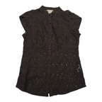 Camisa Encaje Michael Kors Manga Corta Extra Chica Cafe