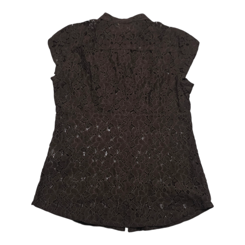 Camisa Encaje Michael Kors Manga Corta Extra Chica Cafe