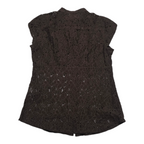 Camisa Encaje Michael Kors Manga Corta Extra Chica Cafe