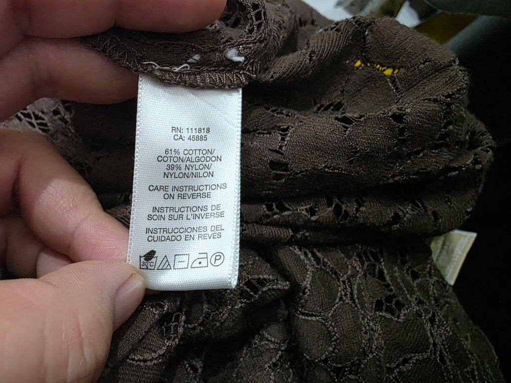 Camisa Encaje Michael Kors Manga Corta Extra Chica Cafe