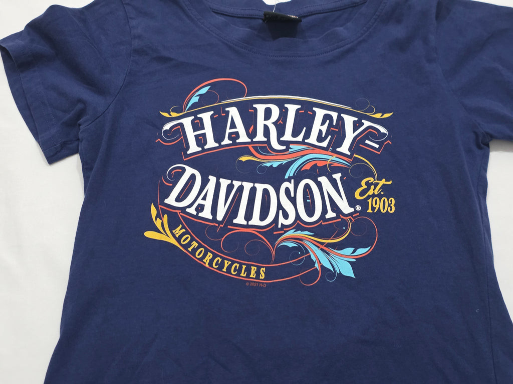 Playera Harley Davidson Azul Manga Corta Extra Chico Mujer