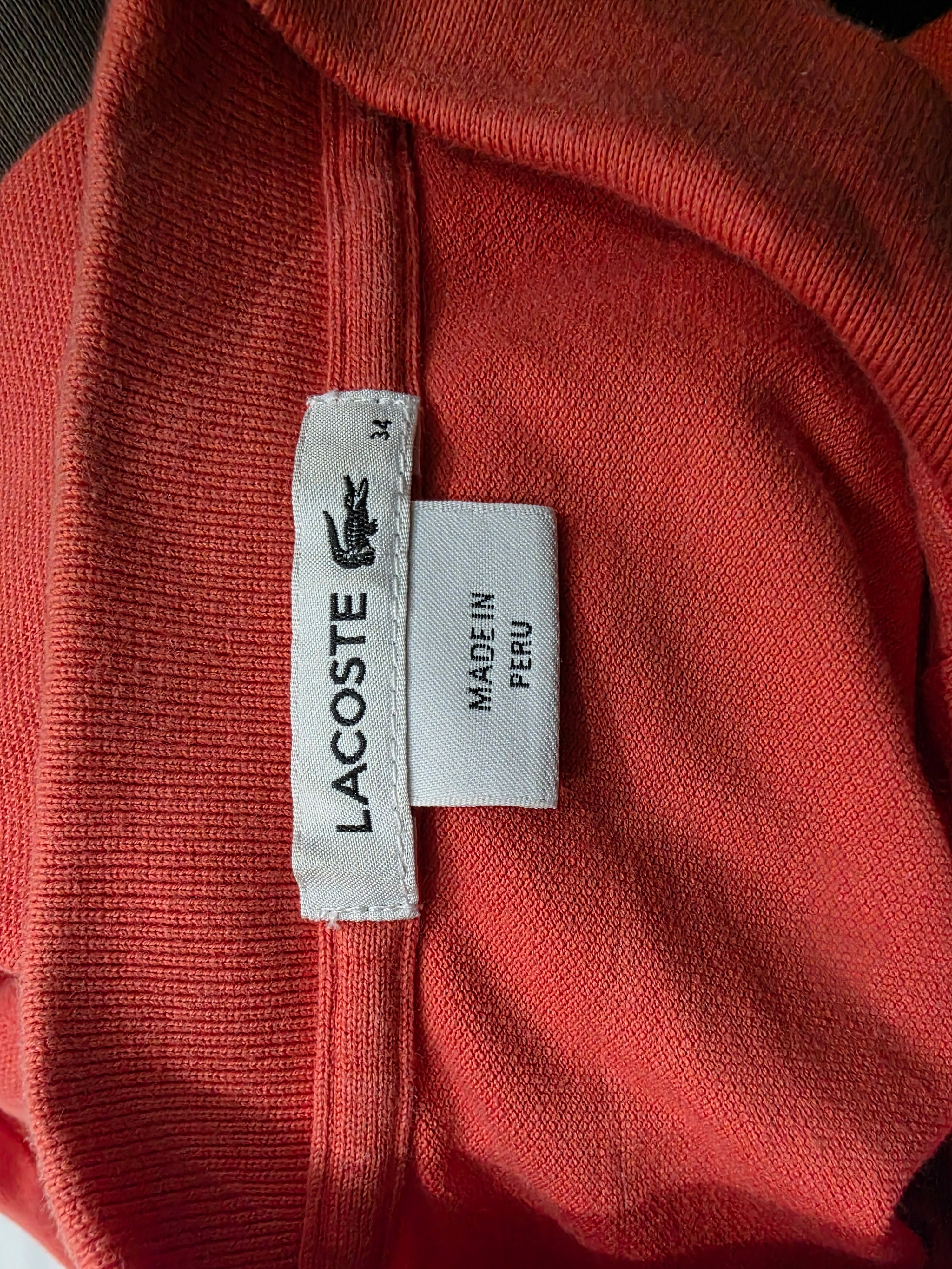 Playera Lacoste De Mujer Talla 34 Color Coral Manga Corta