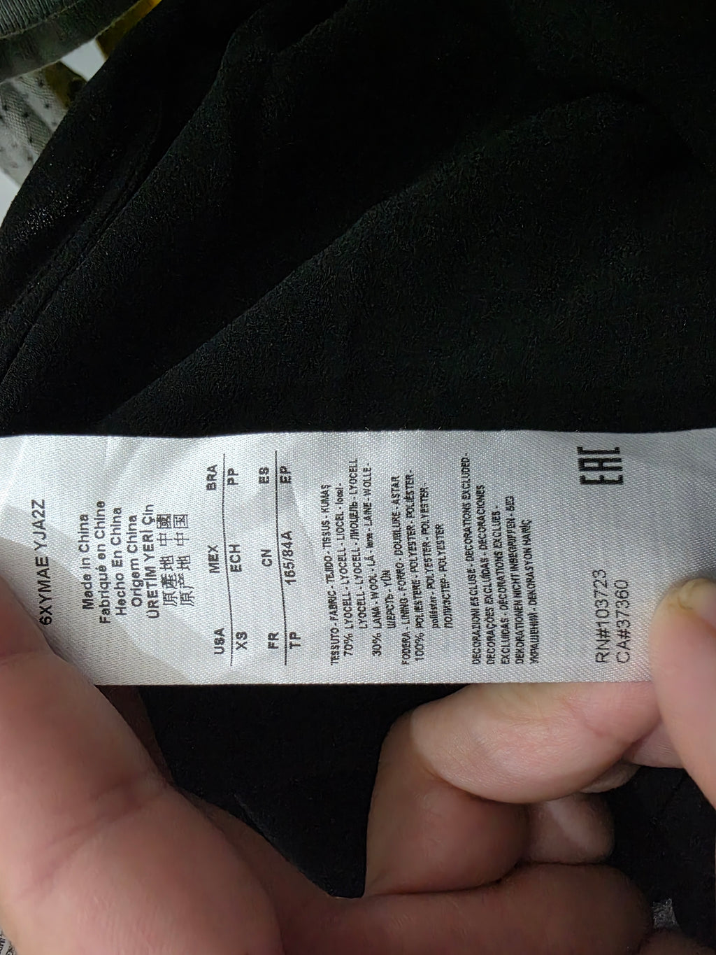 Blusa Armani Exchange Mujer Color Negro Extra Chica