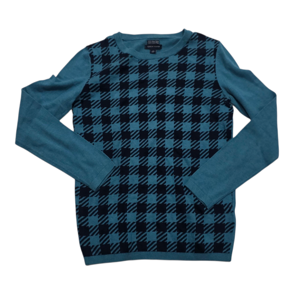 Sueter Tommy Hilfiger De Mujer Azul Petroleo Con Cuadros