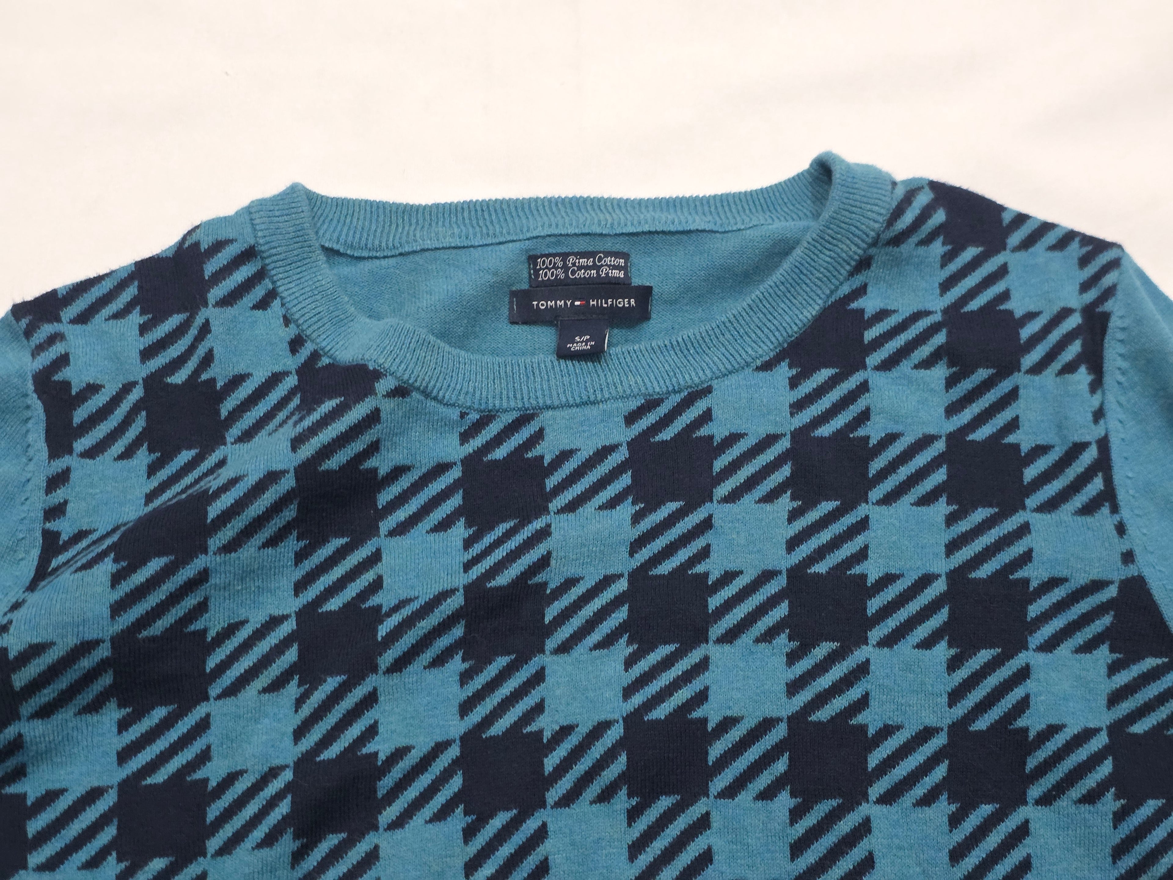 Sueter Tommy Hilfiger De Mujer Azul Petroleo Con Cuadros