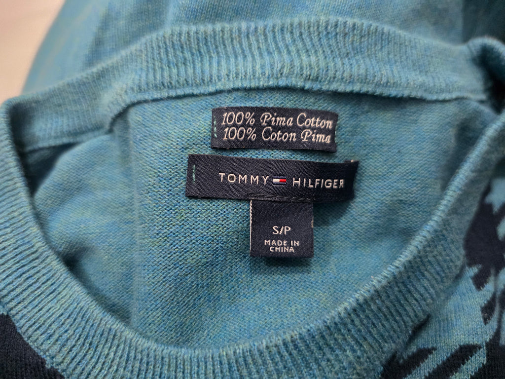 Sueter Tommy Hilfiger De Mujer Azul Petroleo Con Cuadros