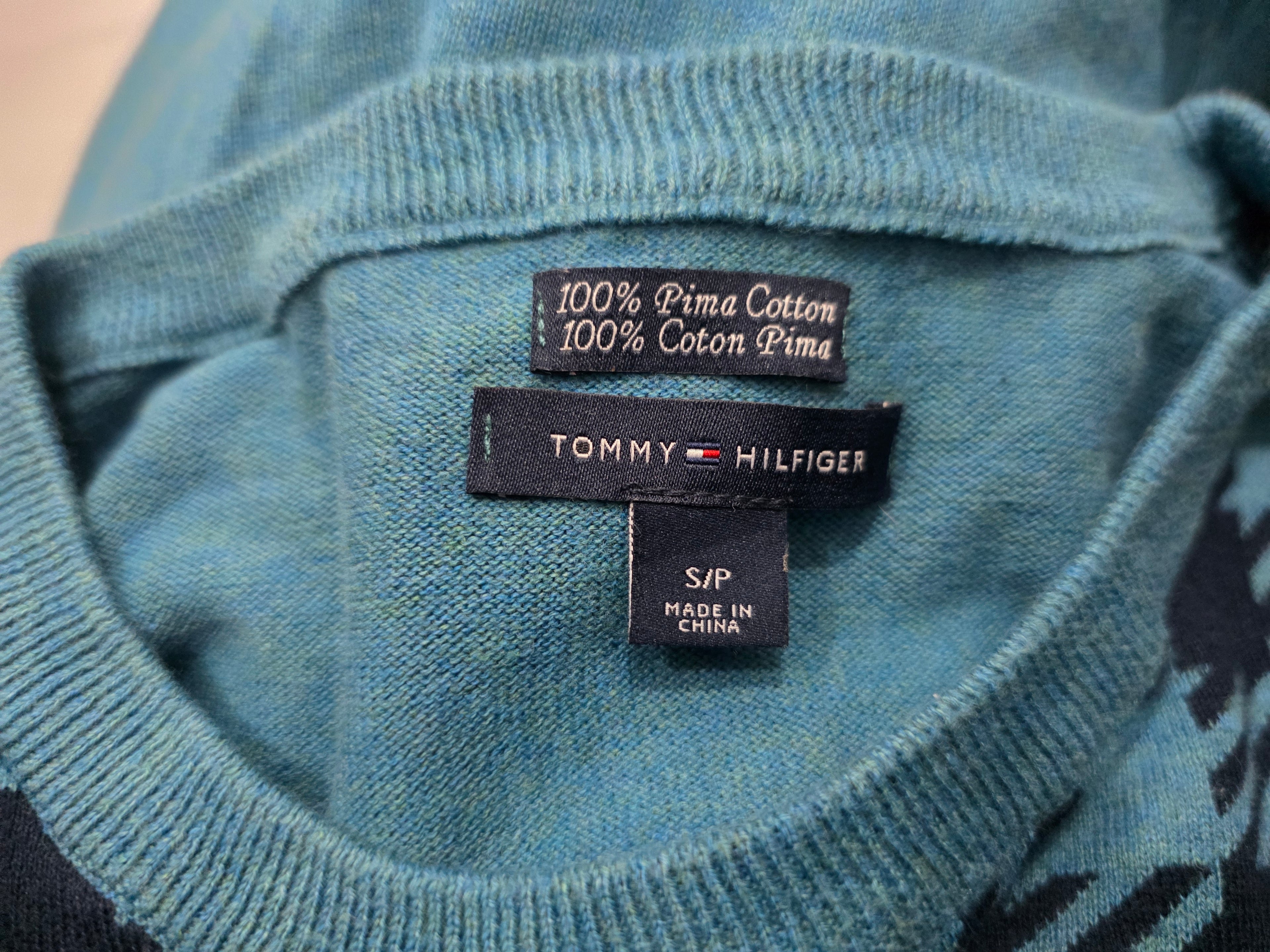 Sueter Tommy Hilfiger De Mujer Azul Petroleo Con Cuadros