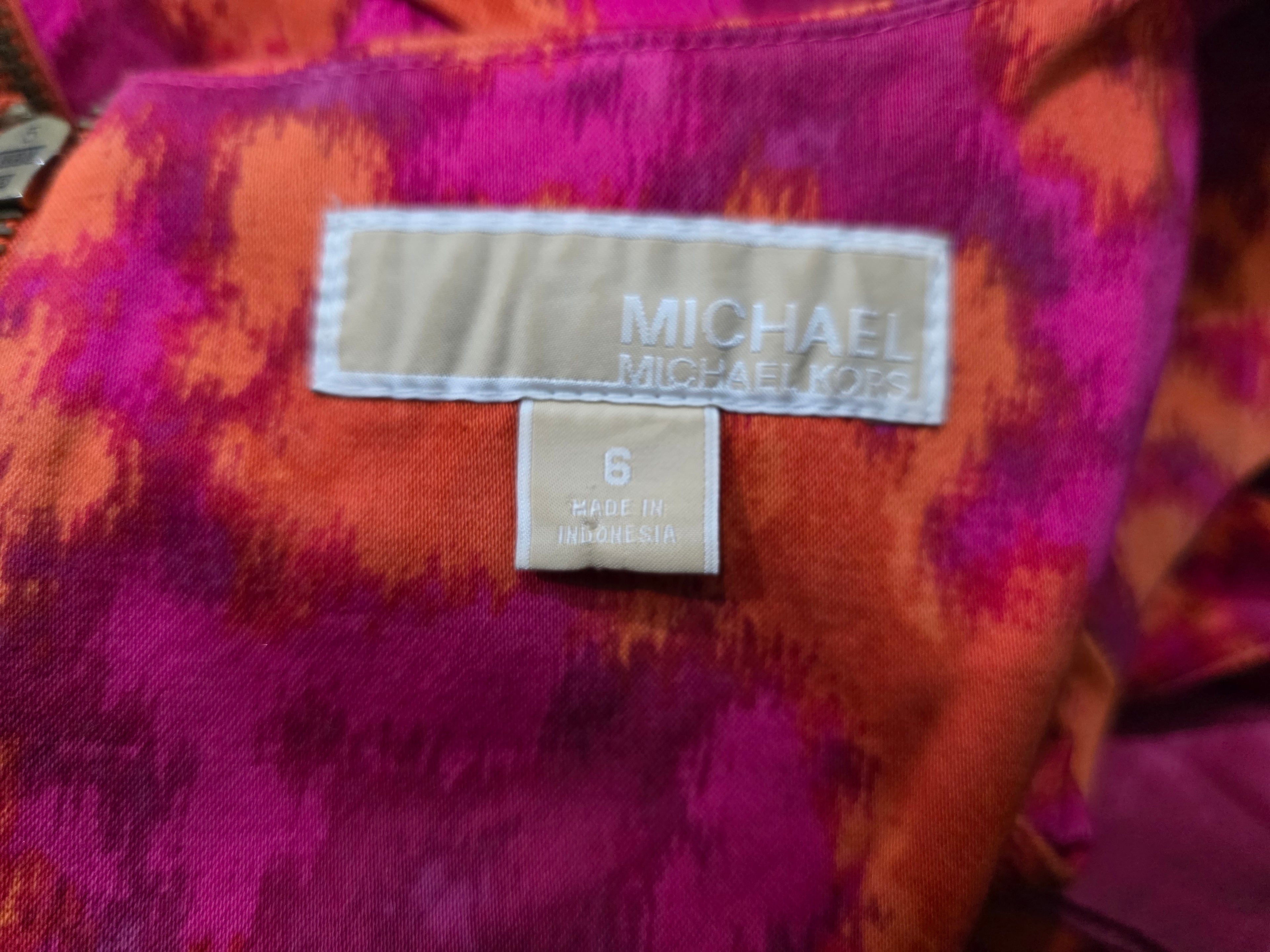 Vestido Michael Kors Talla 6 Mujer Naranja/ Rosa Sin Mangas