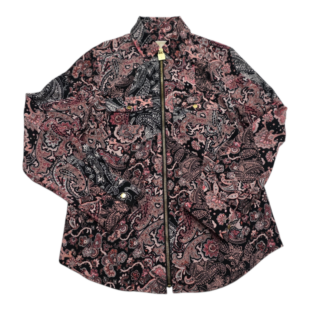 Camisa De Cierre Michael Kors Rosa Con Figuras Talla Chica